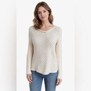 New Elsamanda Sweater Cream Knit Crewneck Wool Mohair Pullover Size M